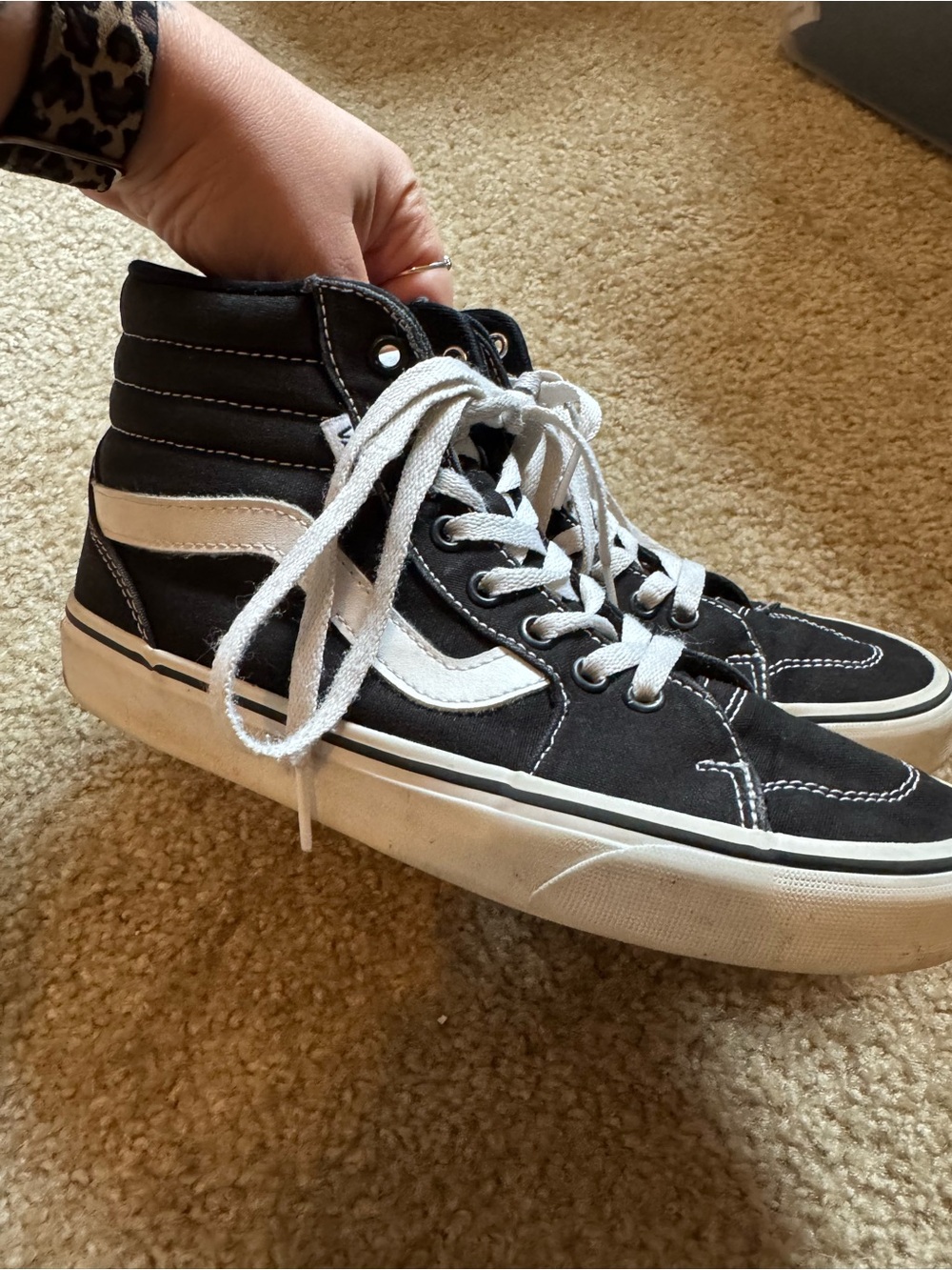 Vans Black and White Sk8-Hi High Top Sneakers